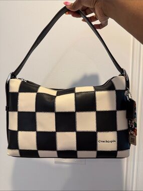 Coach Black and Cream Checker Shoulder Bag
